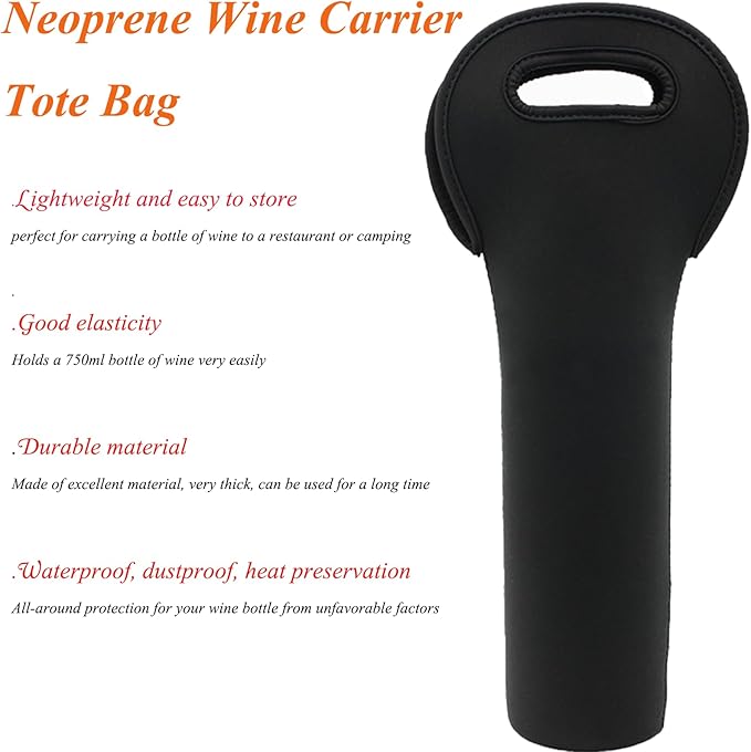 Wine Carrier Tote Bag 750ML - Insulated Bag for Wine, Beer, and Water Bottles - Ideal for Restaurants and Travel