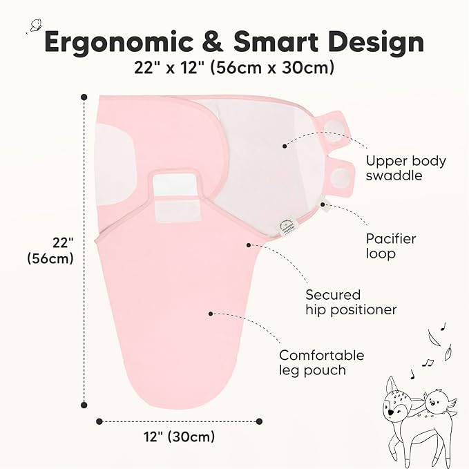 3-Pack Organic Baby Swaddle Sleep Sacks - Newborn Swaddle Sack, Ergonomic Baby Swaddles 0-3 Months, Swaddles for Newborns, Baby Sleep Sack, Baby Swaddle Blanket Wrap, Baby Essentials (Candy)