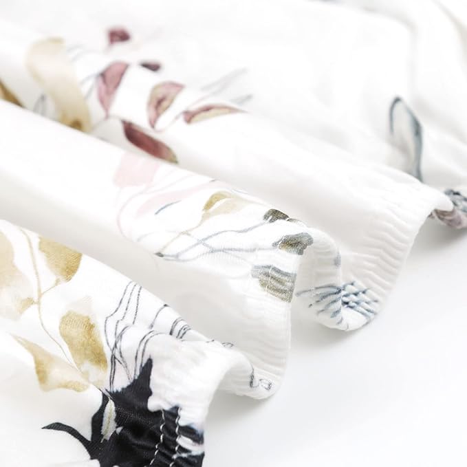 GRSSDER Stretchy Ultra Soft Jersey Knit Fitted Crib Sheets Set 2 Pack，Fits All Standard Crib Mattress Pads Safe and Snug, Pretty Purple Flora Botanical for Baby Girls