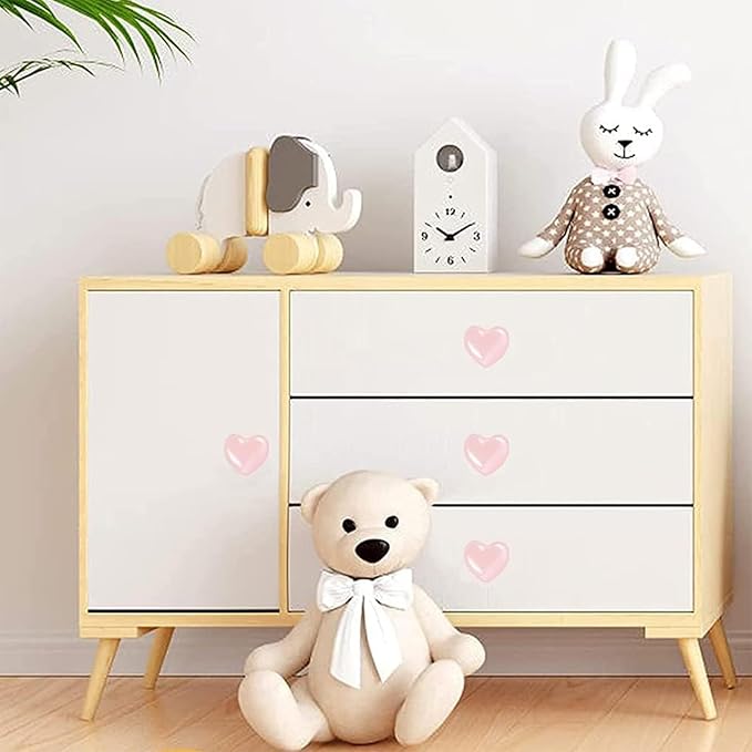 4X Cute Dresser Knobs Ceramic Cabinet Knobs Pink Drawer Knobs Heart Love-Shape Door Pull Knob Cabinet Closet Ceramic Drawer Cupboard Kitchen Kids Children Bedroom Wardrobe (Pale Pink)
