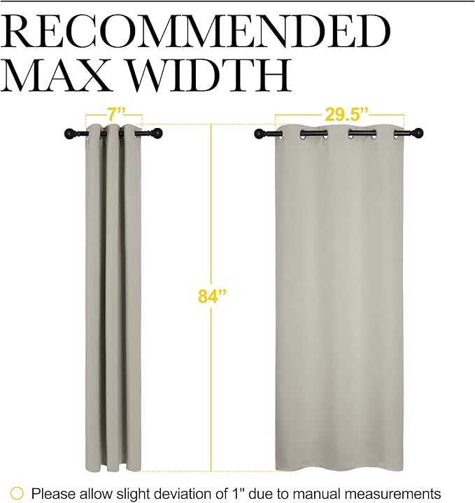 NICETOWN Blackout Curtains for Bedroom, Thermal Insulated Curtains & Drapes with Grommet Top for Living Room, Privacy Window Treatment Draperies (Natural, 34 W by 84 L, Set of 2)