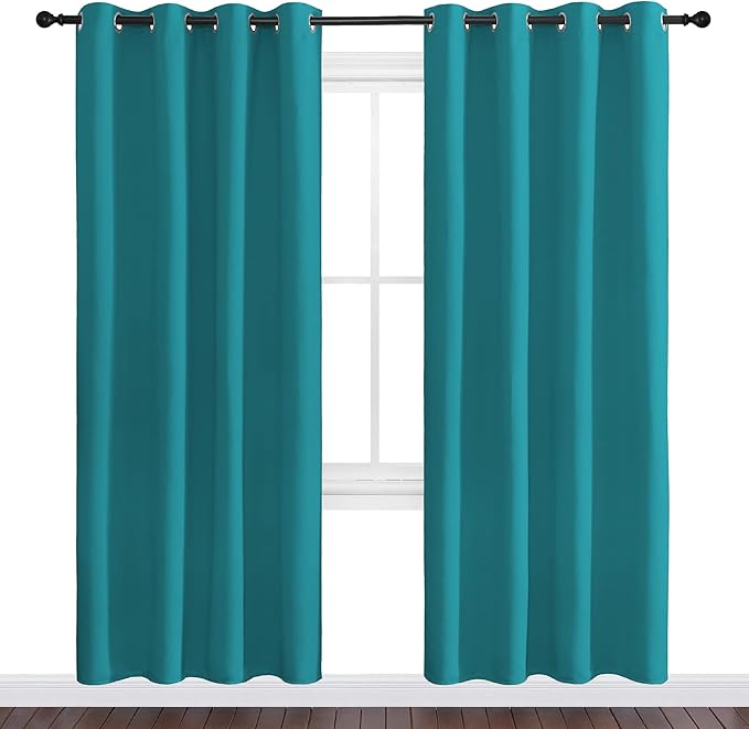 NICETOWN Room Darkening Curtains 78 inch Length 2 Panels, Thermal Insulated Grommet Blackout Curtains for Modern Casual Elegant Bedroom Kids Room Theme Decoration (Peacock Teal, 2 Pieces, W55)