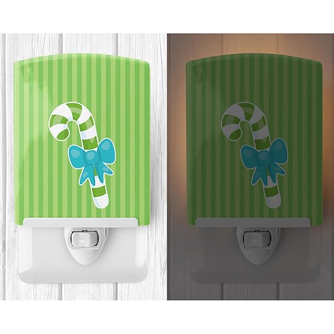 Caroline's Treasures BB8950CNL Christmas Candy Cane #2 Ceramic Night Light Compact, UL-Certified, Ideal for Bedroom, Bathroom, Nursery, Hallway, Kitchen, 6x4x3, Multicolor