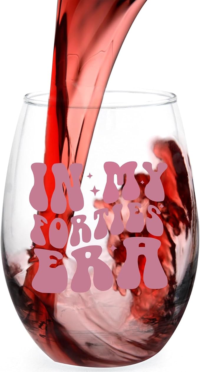 Wine Glass 40th Birthday Gift Women - In My Forties Era - 40 Year Old Gifts for Friend Mom Sister Daughter Wife Coworker, Birthday Glass For Decorations