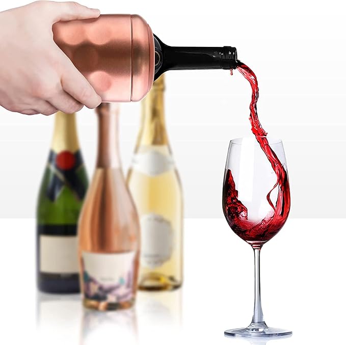 Sangyn Wine Chiller, Premium Wine Cold Bucket Double Walled, Portable Vacuum Insulated Wine Cooler for Most 750mL Champagne and Wine Bottles, Wine Gifts for Wine Lovers(Rose Gold)