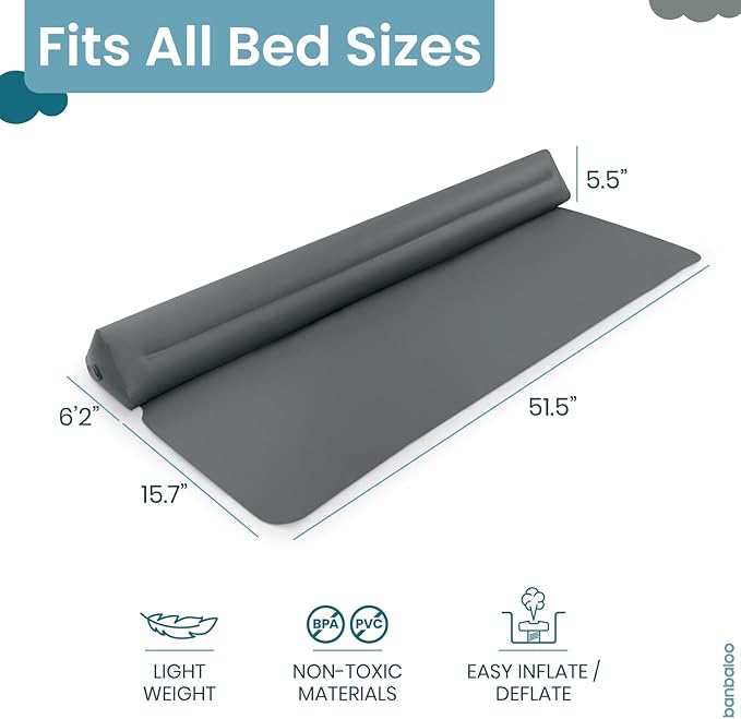 BANBALOO -Inflatable Bed Bumper for Children - Child Fall Protection, Inflatable Travel Bed Rail, for fold-Away, Single, Double, Queen Size, King Size and Montessori beds