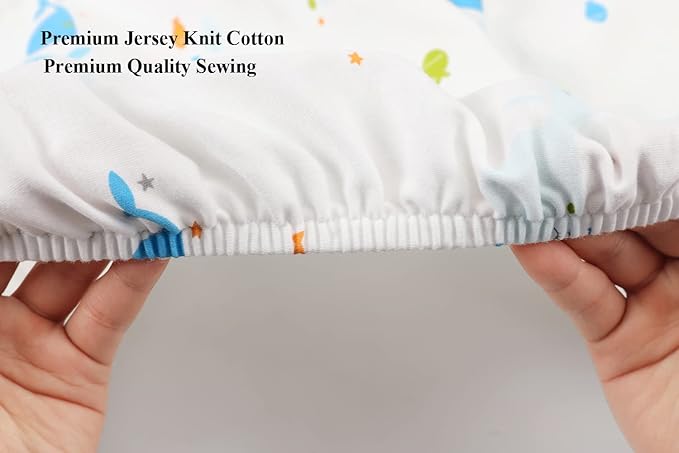 Bassinet Sheets Compatible with Chicco Lullago Anywhere & Baby Bjorn Cradle Bassinet, 2 Pack, 100% Jersey Knit Cotton 190GSM, Ultra Soft Breathable, Dolphin and Whale