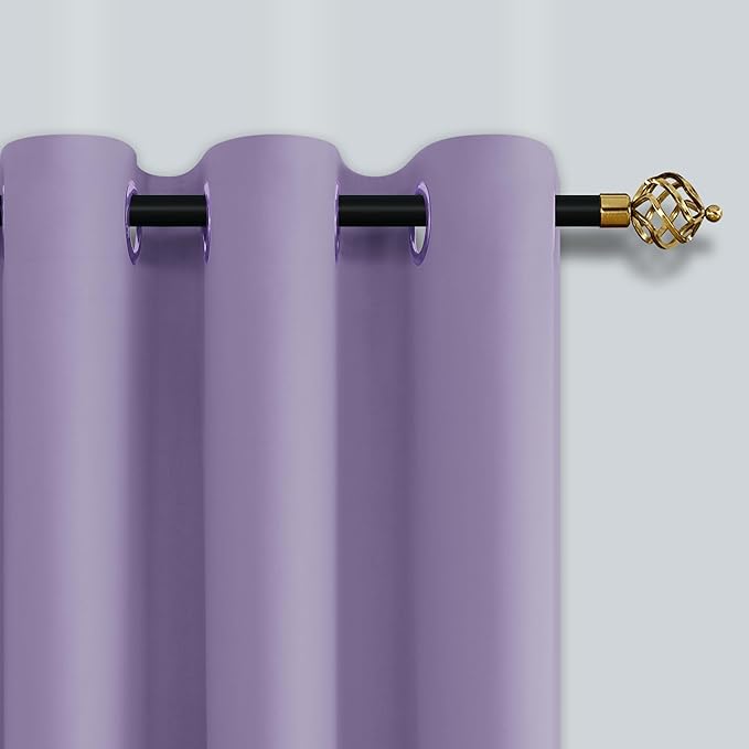 Mrs.Naturall Light Purple Curtains for Girls Bedroom,Lavender Lilac Blackout Short Curtains for Kids Room 2 Panels,45 Inch Length