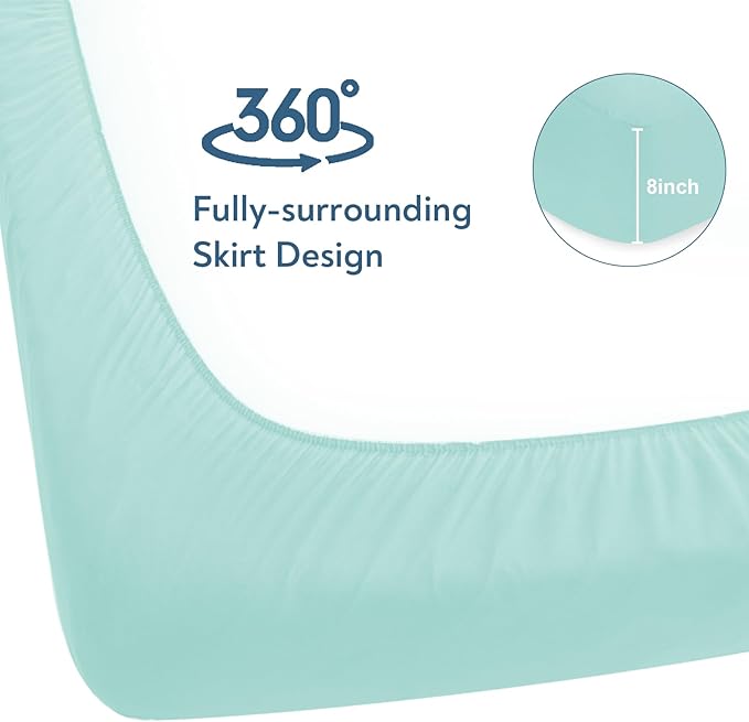 Waterproof Crib Sheets for Boys 2 Pack, Fitted Baby Crib Sheet Neutral 52" x 28" for Standard Crib and Toddler Bed Mattress, Soft and Breathable Kid Toddler Sheets for Boys or Girls, Grey & Aqua Blue