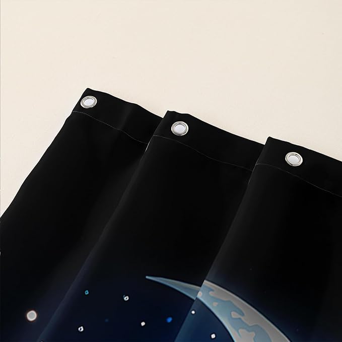 AILONEN 3D Rose Shower Curtain for Bathroom, Evening Moon Blue Rose Bath Curtain for Girls Women, Modern Floral Print Minimalism Shower Curtain Waterproof with 12 Plastic Hooks 72" W*78" H