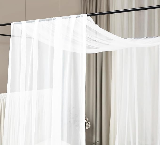 Akiky Canopy Bed Curtains White Bed Canopy Drapes Sheer Curtain Bed Scarf 1 Curtains Panel for Full Queen Size Bed décor