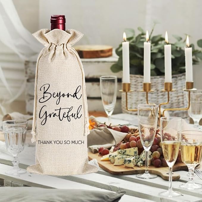 Qubereeree Beyond Grateful Thank You Wine Bag Graduation Appreciation Gifts Encouragement Gift for Wedding Baby Shower Bridal Shower, Thank You Big Enough for Everything You Did Card-15
