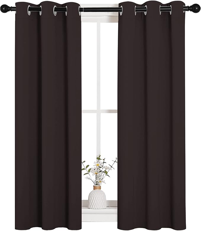 NICETOWN Blackout Curtain Panels for Bedroom Window, Triple Weave Microfiber Energy Saving Thermal Insulated Solid Grommet Blackout Draperies and Drapes (1 Pair, 29 inch by 45 inch, Toffee Brown)