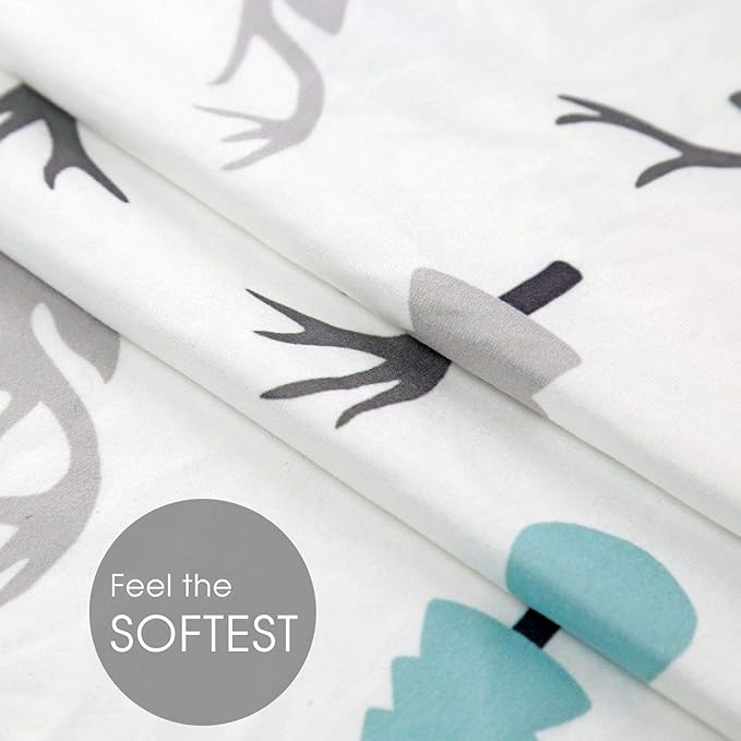 GRSSDER Stretchy Ultra Soft Jersey Knit Fitted Pack n Play Sheets 2 Pack, Playard Sheets for Baby Girls and Boys, Universal Fit for Pack N Plays Safe and Snug, Cute Bear and Deer