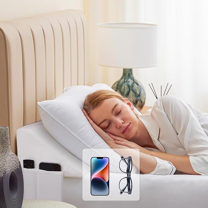 King Wedge Pillow Headboard, Bed Wedge Pillow for Headboard, Foam Headboard Pillow, Bed Gap Filler King - Fill The Gap (0-7") Between Headboard and Mattress (White, 76"x10"x6")