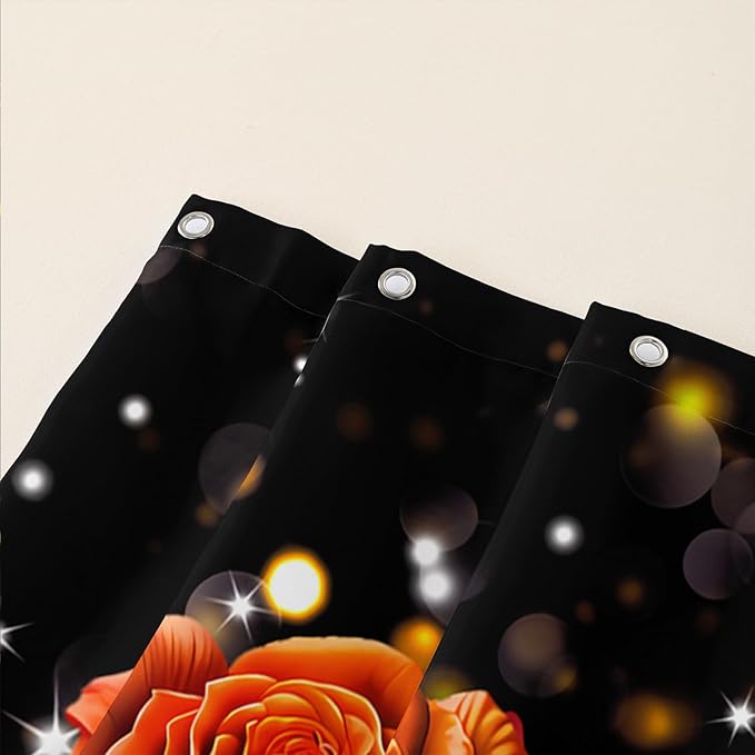 AILONEN Rose Flower Shower Curtain for Bathroom, Glitter Starry Flower Print Bath Curtain,Modern Botanical Floral Butterfly Waterproof Shower Curtain Decoration with 12 Plastic Hooks, 72" W*72" H