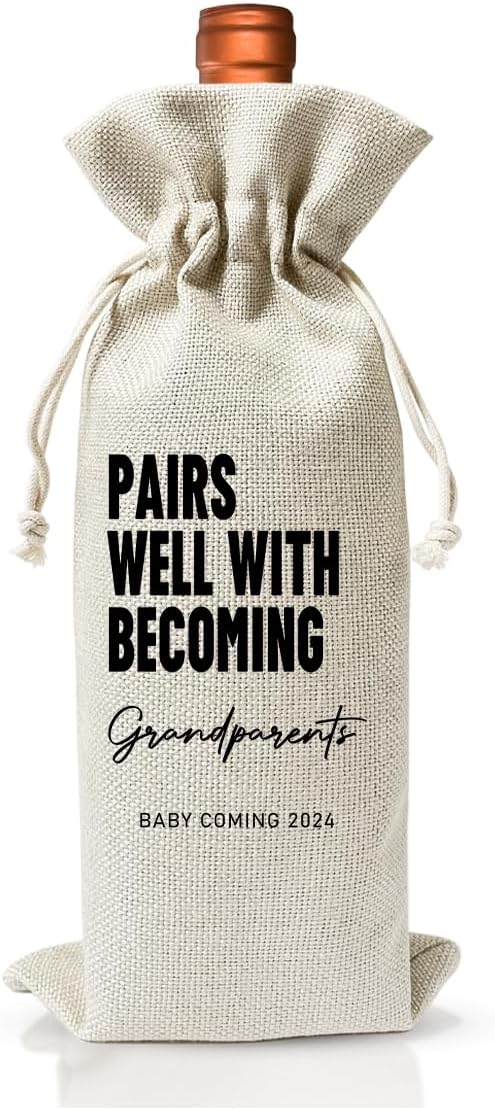 Becoming A Grandparent Gift, Grandparent To Be Gift Wine Bag, Promoted to New Grandparent Gift, Baby Announcement Gift for New Grandparent, Baby Shower or Party Favor, Baby Pregnancy Reveal Gift