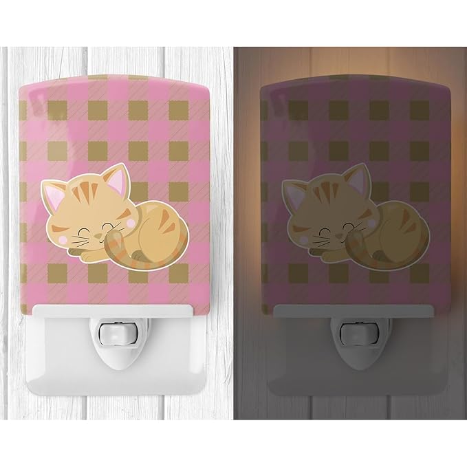 Caroline's Treasures BB6880CNL Kitten Sleeping Ceramic Night Light Compact, UL-Certified, Ideal for Bedroom, Bathroom, Nursery, Hallway, Kitchen, 6x4x3, Multicolor
