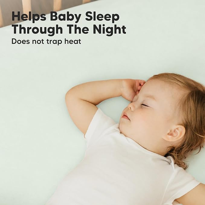 Pack and Play Sheets Fitted, 2-Pack Mini Crib Sheets - Pack N Play Sheets, Organic Fitted Crib Sheet for Pack and Play Mattress, Playard Baby Crib Sheets, Crib Sheets Neutral for Boys, Girls (Aloe)