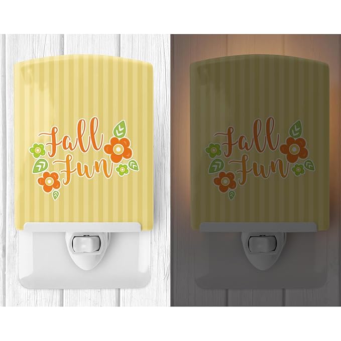 Caroline's Treasures BB6918CNL Fall Fun Stripes Ceramic Night Light Compact, UL-Certified, Ideal for Bedroom, Bathroom, Nursery, Hallway, Kitchen, 6x4x3, Multicolor