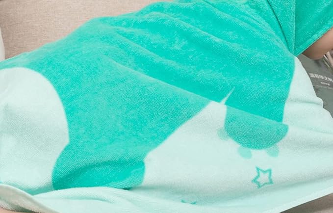 TONWHAR Kids Bath/Pool/Beach Hooded Poncho Towel-Cartoon Animal Pattern Cotton Beach Towel for Baby and Kids (Light Green Dinosaur, 1-4 Years/Height:33.4"-43.3")