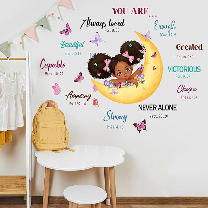 Black Girl Inspirational Wall Decals Inspirational Quotes Wall Decals Positive Words Motivational Lettering African American Wall Stickers for Baby Toddler Room Decorations Nursery Playroom Bedroom