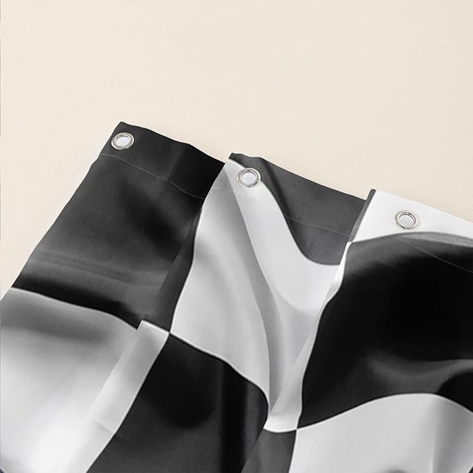 AILONEN Racing Car Shower Curtains,Checkered Speed Car Bath Curtains Gifts for Racer,Polyester Waterproof for Bathroom with 12 Plastic Hooks 72" W*72" H