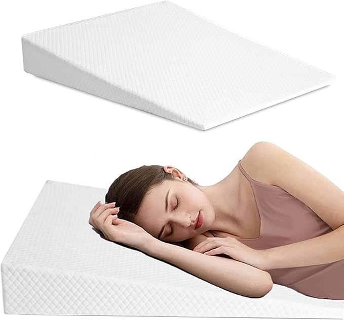 Bed Wedge Pillow Triangle Belt Foam for, Knee, Small Leg, Reading, Maternity (White)