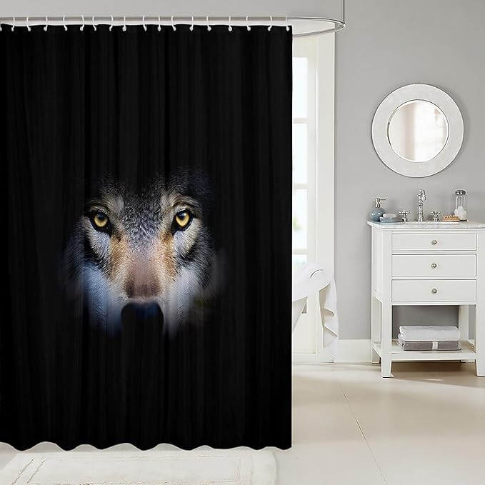 Feelyou Wolf Bath Curtain Wolves Howling Shower Curtain Kids Toddler Single woles Bathroom Shower Curtain Set Animal Wolves Kids Bathroom Accessories 72"x78"