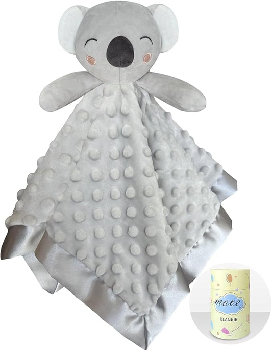 Koala Security Blanket, 16" Soft Lovey Unisex Lovie Baby Gifts for Newborn Boys and Girls Snuggle Toy Stuffed Animal Grey
