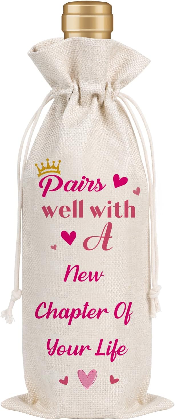 Wxiben New Beginning Gifts for Women - New Job Wine Gift Bag Going Away Gift for Friends Leaving Gifts for Coworker New Business Owner Gifts Engagement Farewell Goodbye Gift for Colleague Boss