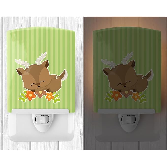 Caroline's Treasures BB8715CNL Deer #2 Ceramic Night Light Compact, UL-Certified, Ideal for Bedroom, Bathroom, Nursery, Hallway, Kitchen, 6x4x3, Multicolor