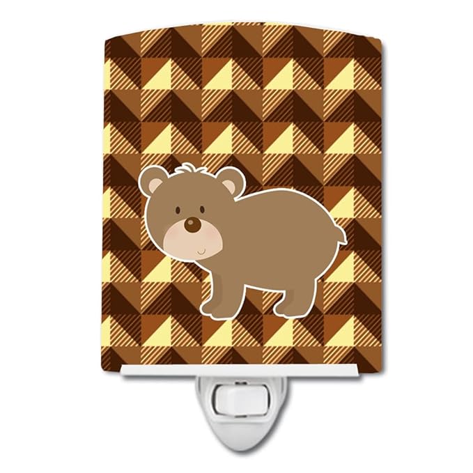 Caroline's Treasures BB7030CNL Bear Ceramic Night Light Compact, UL-Certified, Ideal for Bedroom, Bathroom, Nursery, Hallway, Kitchen, 6x4x3, Multicolor
