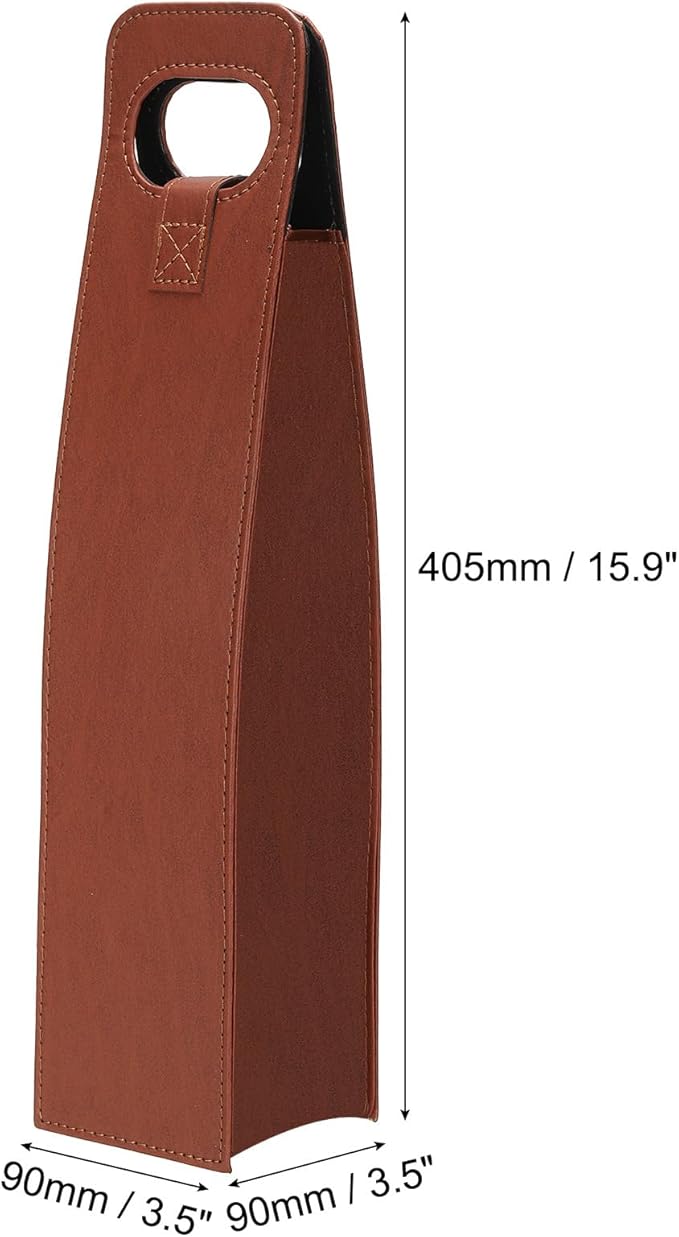 PATIKIL Wine Gift Bag, Wine Bag Reusable Leather Wine Tote Carrier for Wine Bottles Portable Champagne Gift Bags for Picnic Party Wedding, Coffee