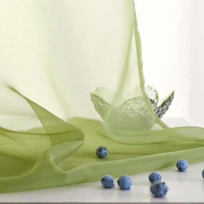 Sage Green Christmas Sheer Curtains 84 Inches Long 2 Panels for Bedroom/Living Room/Kids Rod Pocket Light Filtering Sage Green Sheer Curtains 52 x 84 mas sheer curtains