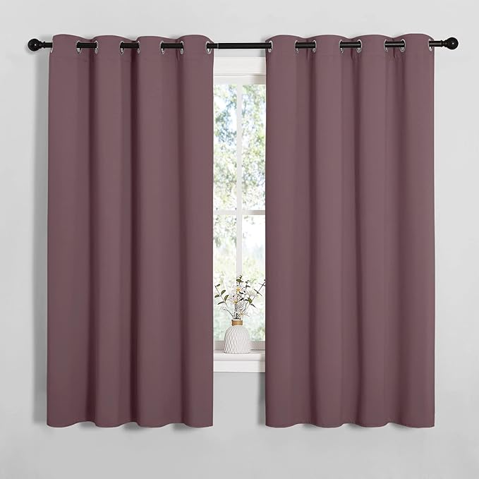 NICETOWN Bedroom Curtain Panels Blackout Draperies, Dry Rose, 1 Pair, 55 by 68-inch, Thermal Insulated Solid Grommet Blackout Curtains/Drapes