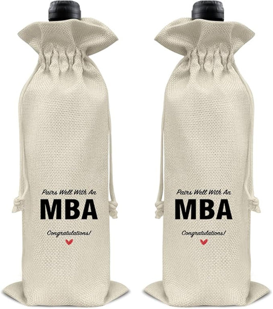 HOIJAUMAI MBA Degree Graduation Gifts MBA Graduation Gift Graduation Wine Bag Pairs Well with an MBA Wine Gift Bags for Men Women