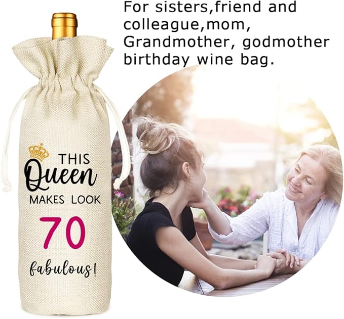 Socive 70th Birthday Gifts for Women,1954 70 Birthday Party Decoration,Wine Bag Gift for Happy Anniversary for Husband Wife,Wine Bag Gifts for Friends Sisters Dad Mom Grandparents(70th Birthday)