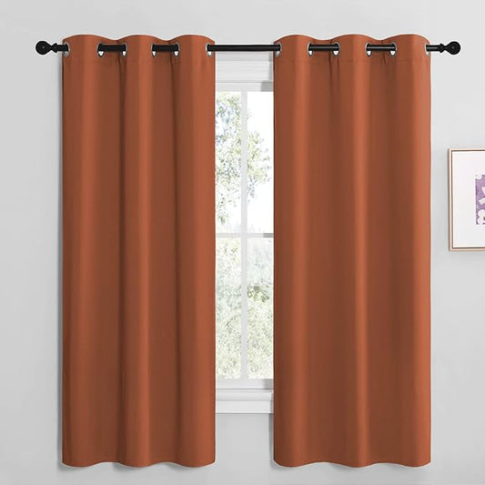 NICETOWN Bedroom Halloween Blackout Curtains 68 inches Long, Privacy and Thermal Insulated Blackout Drapes for Windows (Burnt Orange, 1 Pair, 42 x 68 inches)