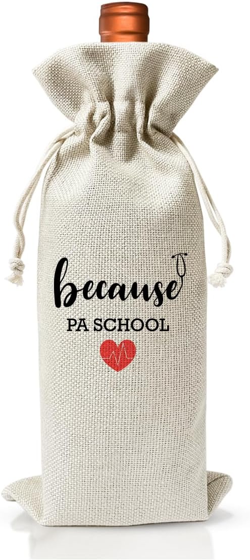 PA School Graduation Gift For Physician Assistant Wine Bag, Nurse Practitioner Gift for Women, Funny Doctor Nurse Day Nurse Week Party Decoration, Nursing School Graduation Gift, Linen Wine Bag
