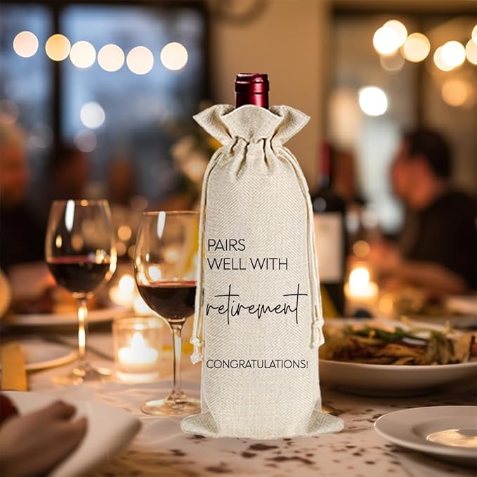 Pairs Well With Retirement Wine Bag, Colleague Farewell Retirement Gifts for Women Men, Coworkers Leaving Going Away Gifts Wine Bag Here's to Your Next Chapter Card New Job Gift-20