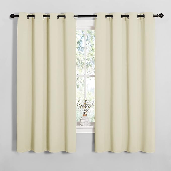 NICETOWN Room Darkening Curtain Panels for Cafe, Thermal Insulated Grommet Room Darkening Draperies/Drapes for Window (Beige, 2 Panels, W55 x L68 -inch)