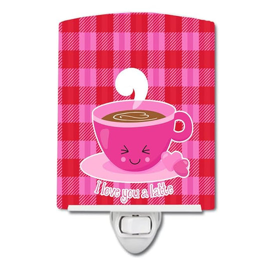 Caroline's Treasures BB9130CNL I Love You a Latte Ceramic Night Light Compact, UL-Certified, Ideal for Bedroom, Bathroom, Nursery, Hallway, Kitchen, 6x4x3, Multicolor