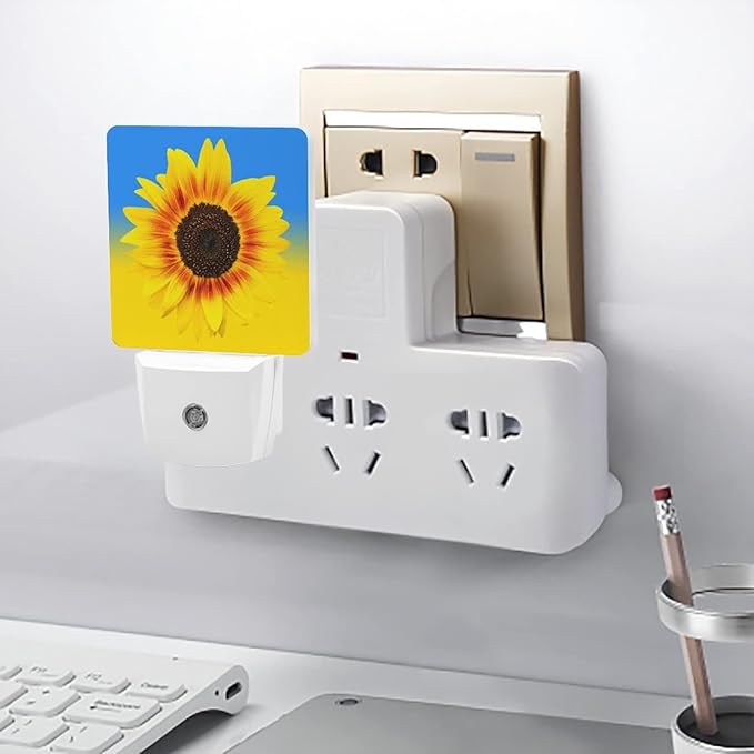 LED Night Lights Lamp with Dusk to Dawn Sensor, Bright Yellow Sunflowers Head Night Lamp, Night Lights Plug Into Wall for Kids Room, Bedroom, Bathroom, Kitchen, Hallway