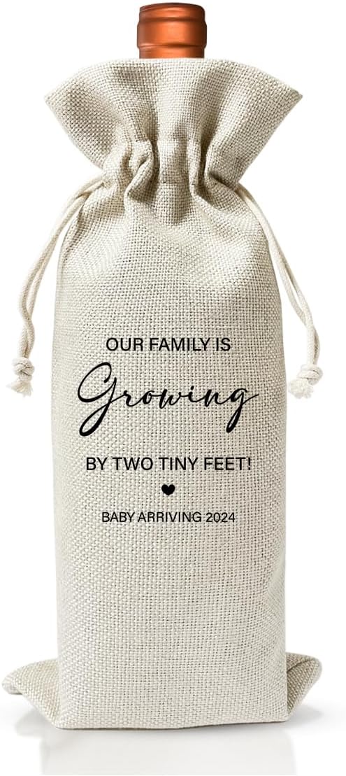Pregnancy Announcement Gift Wine Bag, New Dad New Mom Gift, Baby Announcement Gift for New Grandpa Grandma Uncle Aunt, Gender Neutral Pregnancy Announcement, Baby Shower or Party Favor