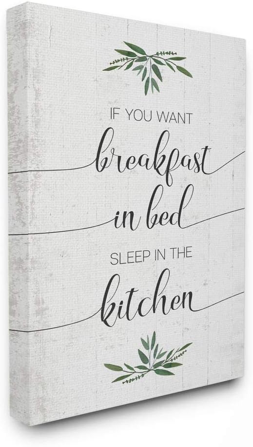 Stupell Industries for Breakfast in Bed Sleep in Kitchen Sassy Phrase Wall Art, 30 x 40, Off- White