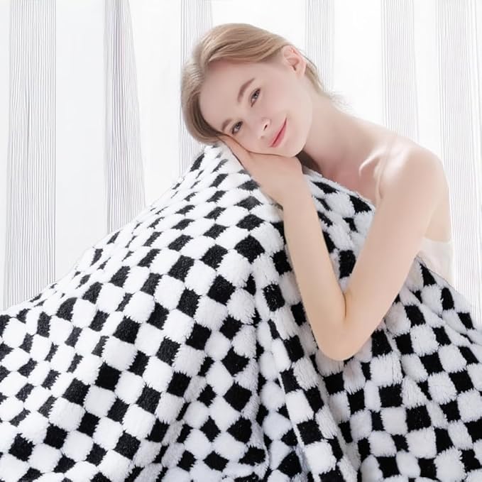 Soft Checkered Baby Blankets for Unisex Girls or Boys Breathable Gender Neutral Nursery Double Layer Blankets with Dotted Backing for Newborn Toddlers (30” X 40”)