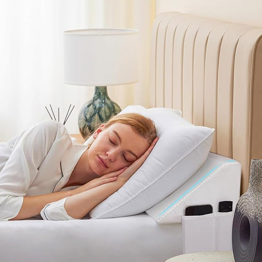 King Wedge Pillow Headboard, Bed Wedge Pillow for Headboard, Foam Headboard Pillow, Bed Gap Filler King - Fill The Gap (0-7") Between Headboard and Mattress (White, 76"x10"x6")