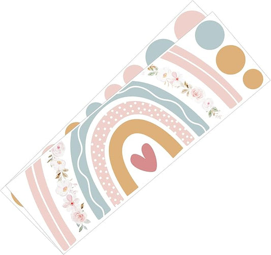 uxcell 19 Pcs (2 Sheet) Polka Dots Wall Sticker, PVC Peel and Stick Rainbow Wall Decal Sticker for Bedroom Classroom, Colorful