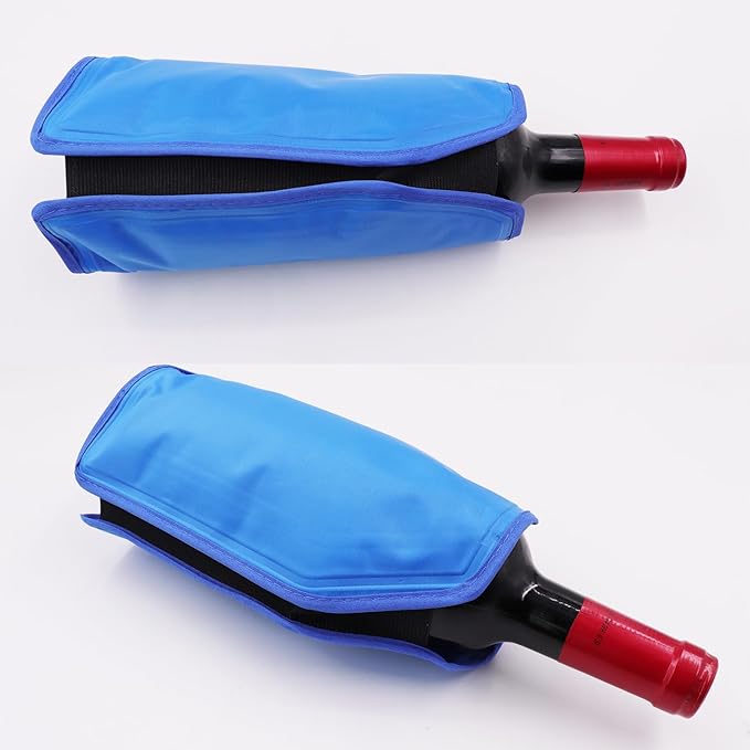 Wine Cooler Sleeve, Wine Bottle Chill Cooler Ice Pack Sleeve- Freezer Sleeve- Vodka- Tequila Chiller- Cooler- Carrier (Blue)